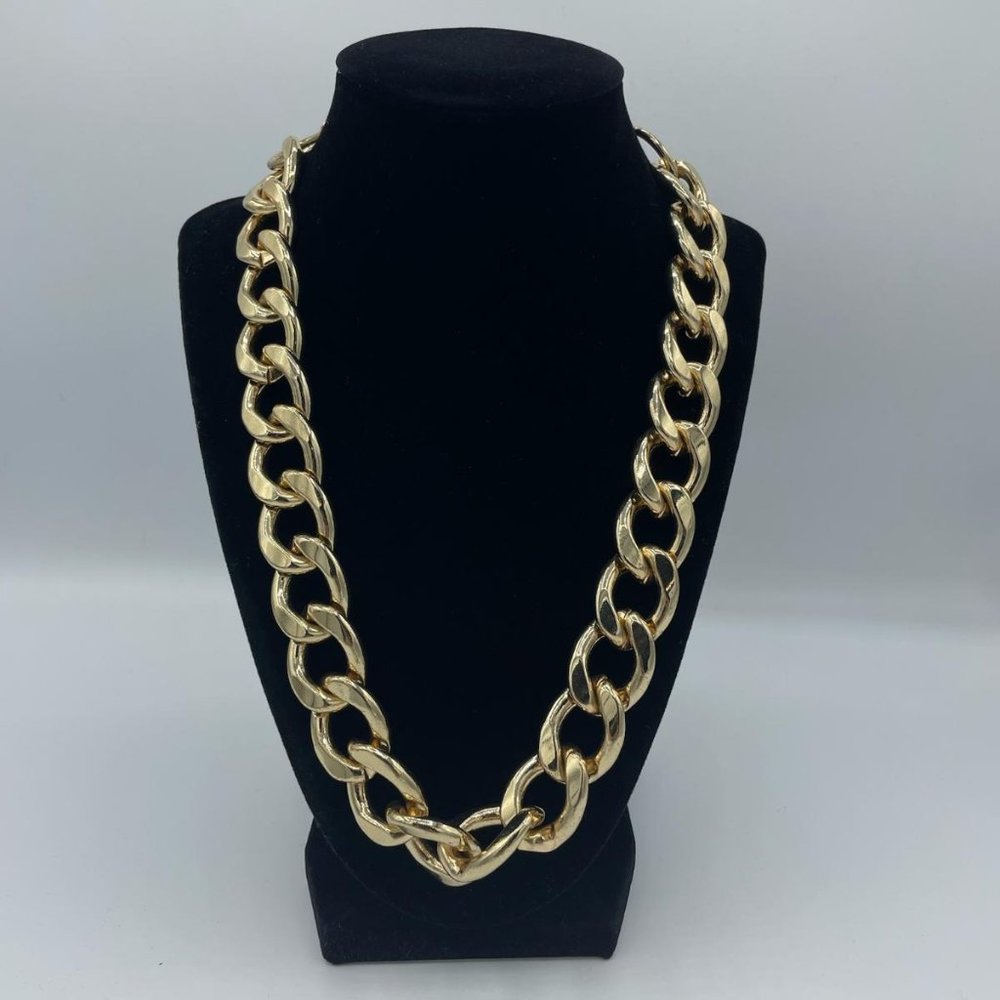 Chunky Gold Statement Chain Necklace - image 1